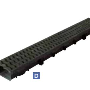 Linear drain with channel 130x70x1000 PP black grating - for pedestrian traffic - A15 EN1433 "Aliaxis"