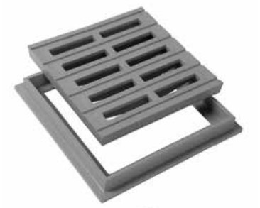 Afløbsrist med ramme 200 mm fremstillet af PVC 1,5 T "Nicoll" - pakke med 10 stk.